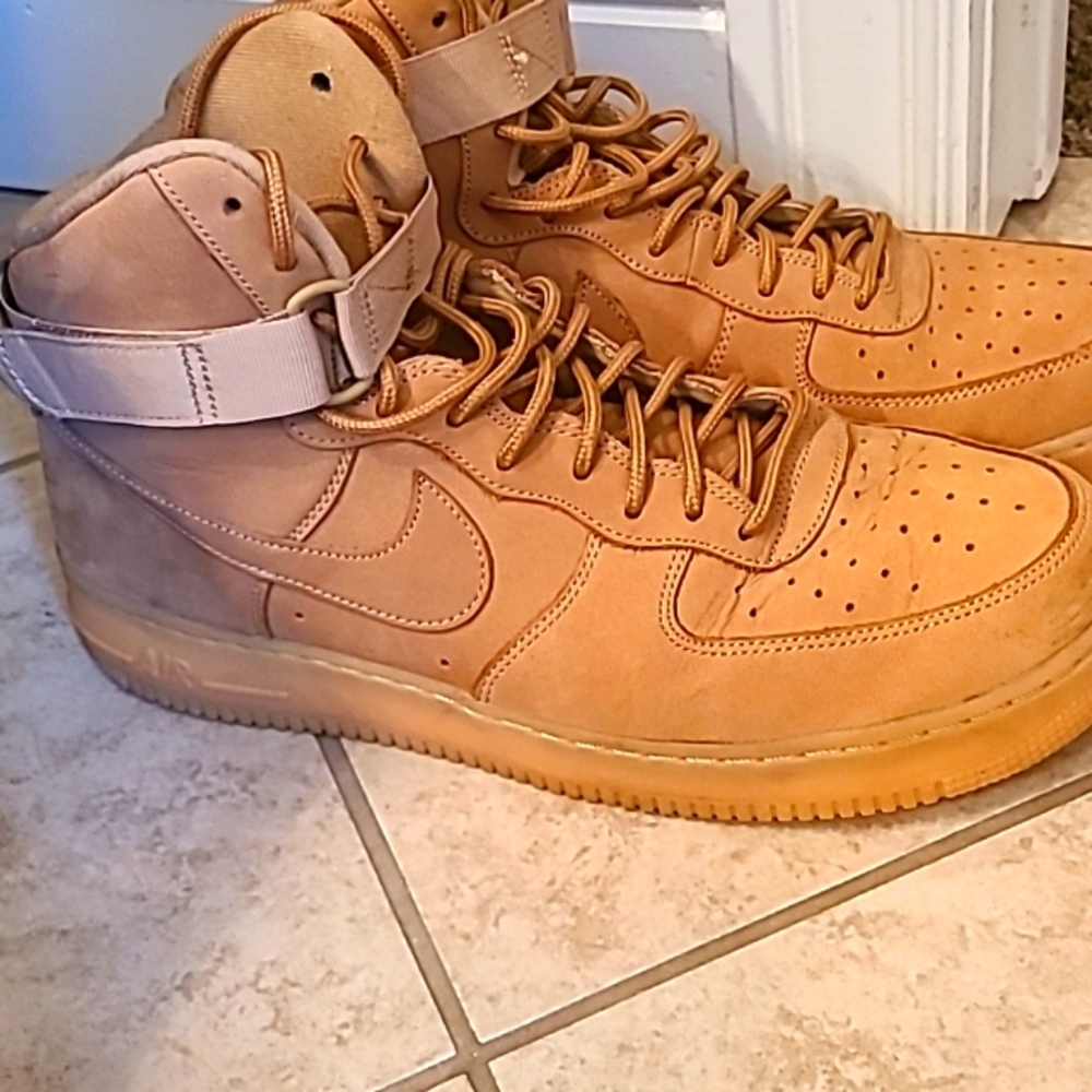 Nike air force 1 high tops brown suede